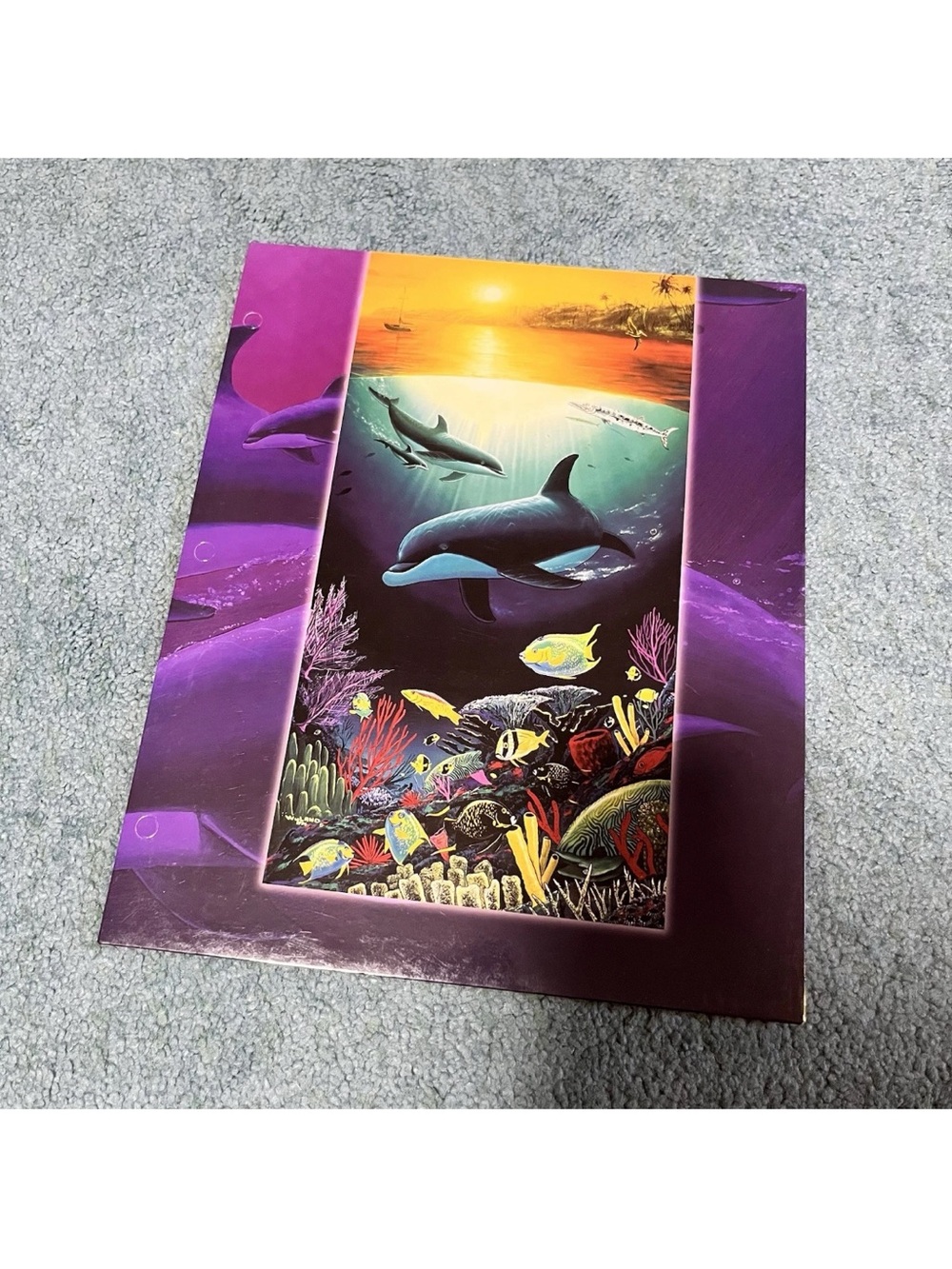 Vintage 1997 Wyland Dolphin Whale Fish Ocean School Folder